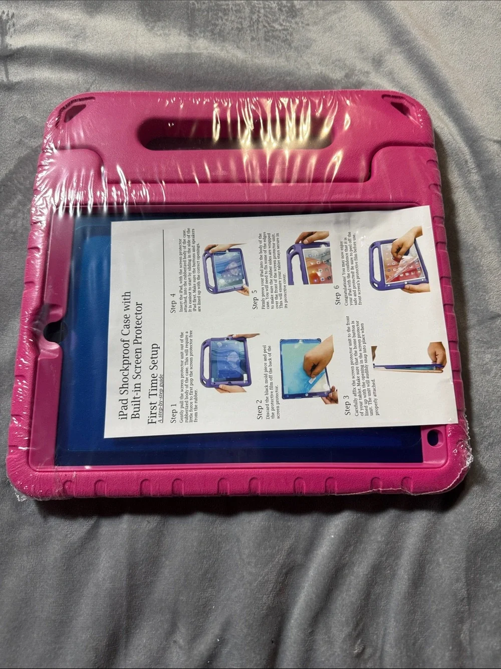 Pink Shockproof Tablet Case with Built-in Screen Protector 10.2 in kids case